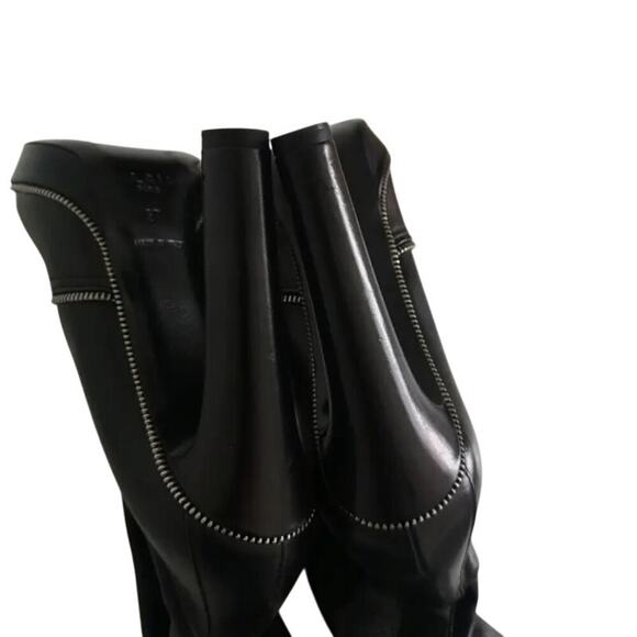 AlaĂŻa Alaia Paris Black Leather Knee-High Zipper Boots 40.5 Italy - Picture 10 of 12